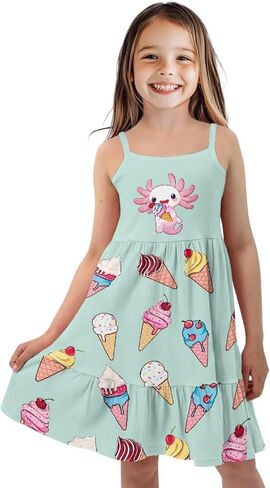 Youngerbaby Dresses for Toddle Girls 3-14T Spaghetti Strap Midi Dress Back to School Dresses One Piece Sundresses in Saudi Arabia