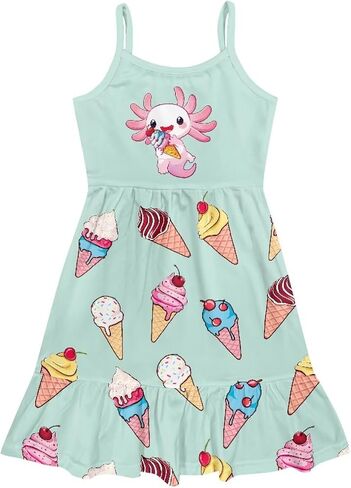 Youngerbaby Dresses for Toddle Girls 3-14T Spaghetti Strap Midi Dress Back to School Dresses One Piece Sundresses in Saudi Arabia