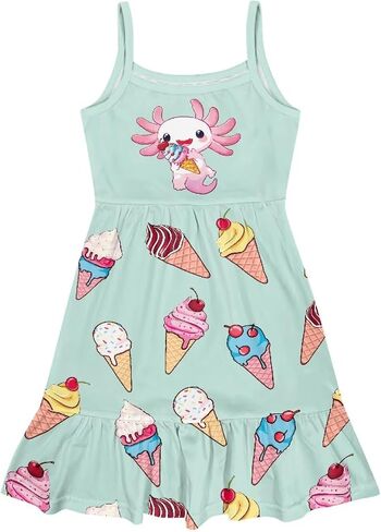 Youngerbaby Dresses for Toddle Girls 3-14T Spaghetti Strap Midi Dress Back to School Dresses One Piece Sundresses in Saudi Arabia