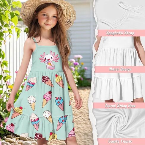 Youngerbaby Dresses for Toddle Girls 3-14T Spaghetti Strap Midi Dress Back to School Dresses One Piece Sundresses in Saudi Arabia