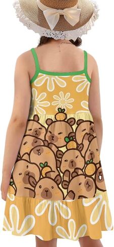 Youngerbaby Dresses for Toddle Girls 3-14T Spaghetti Strap Midi Dress Back to School Dresses One Piece Sundresses in Saudi Arabia