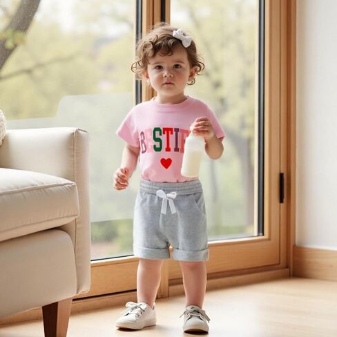 Douhoow Baby Girl Outfits Letter Print Short Sleeve Baby Girl Tops and Toddler Shorts 2 Pcs Girls Summer Clothes in Kuwait