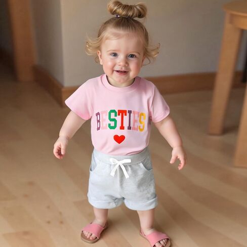Douhoow Baby Girl Outfits Letter Print Short Sleeve Baby Girl Tops and Toddler Shorts 2 Pcs Girls Summer Clothes in Kuwait