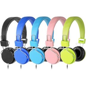 Heavy Duty Classroom Headphones Set for Students - (KPB-10Mixed) 10 Packs Multi-Colors Kids' Headphones for School, Library, Computers, Children and Adult(No Microphone)