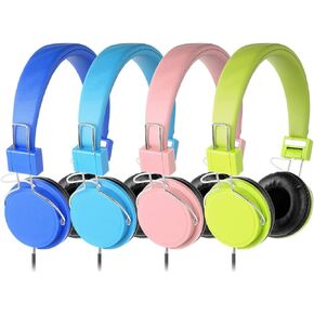 Heavy Duty Classroom Headphones Set for Students - (KPB-10Mixed) 10 Packs Multi-Colors Kids' Headphones for School, Library, Computers, Children and Adult(No Microphone)