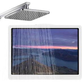 Shower Tablet Holder - 180° Rotation Shower Ipad Holder, 11" Wall Mounted Waterproof Touchscreen Cradle, Anti-Fog Screen Protects Your iPad in The Bathroom, for Bathtub Kitchen (White)