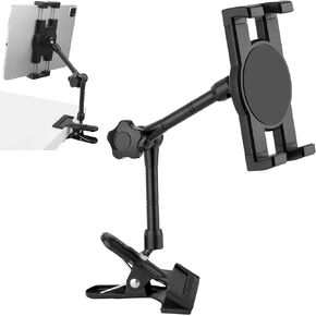 Clip Clamp Tablet Holder for Desk/Table/Easel/Board/Shelf,Compatible with 7~12.9 inch iPad/Nexus/LG G Pads/Fire HD, Aluminium Alloy 10 inch Length Magic Arm Metal Clamp