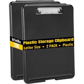 1InTheOffice Plastic Storage Clipboard, Black,Letter Size,(2 Pack)