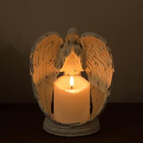Angel Figurines Memorial Candle Holder, 8.5" Angel Wing Catholic Gifts for Loss in Memory of Loved One, Bereavement Grief Remembrance Condolence Gifts