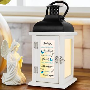 Fabuday Sympathy Gift Memorial Lantern - Memory Lamp for Loss of Loved One/Mom/Dad, Wooden Sympathy Lanterns with Flameless Candle, Bereavement Gifts for Condolences Grief Funeral Remembrance Grieving