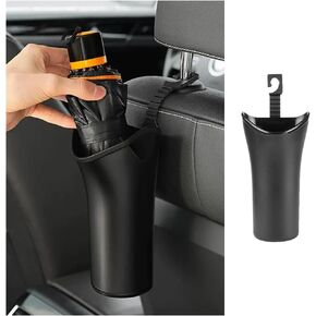 Black Car Umbrella Holder,500 Milliliters Car Trash Can Car Seat Organizer with Car Hooks for Headrest,ABS Waterproof Umbrella Stand Rack Car Interior Accessories Fits Car Truck SUV Van RV