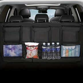 Car Backseat Hanging Trunk Organizer for SUV, Van, Truck with 9 Strage Pockets, Space Saving Organizer, Durable Strong Straps, Easy Wash (Rear Seat)