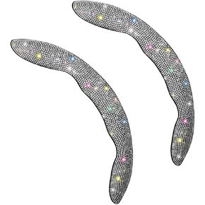 2PCS Car Steering Wheel Cover, Anti-Slip Sparkly Glitter Bling Diamond Crystal Rhinestones Automotive Steering Wheel Protector for Women Girls, Vehicle Accessories, Universal Fit（Black）