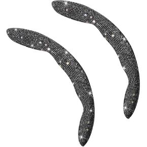 2PCS Car Steering Wheel Cover, Anti-Slip Sparkly Glitter Bling Diamond Crystal Rhinestones Automotive Steering Wheel Protector for Women Girls, Vehicle Accessories, Universal Fit（Black）