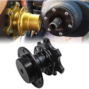1 PC Aluminum Steering Wheel Adapter, Quick Release Hub Adapter, 6 Hole Racing Modification Steering Wheel Device, Auto Universal Steering Wheel Heightening Accessories (Black)