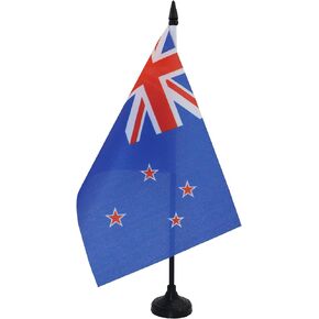 علم طاولة AZ FLAG نيوزيلندا 5 بوصة × 8 بوصة - علم مكتب نيو زيليندر - كيوي 21 × 14 سم - عصا وقاعدة بلاستيكية سوداء