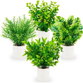 4 Pack Artificial Fall Flowers Autumn Potted Plants Fake Small Plants for Fall Table Centerpieces Thanksgiving Home Tabletop Office Bathroom Farmhouse Thanksgiving Decorations (Orange)