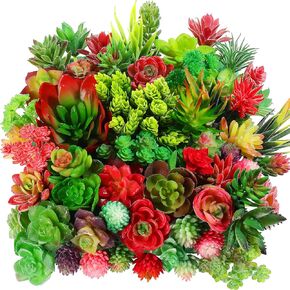 WILLBOND 100 Pieces Succulents Plants Artificial Fake Succulents Bulk Artificial Succulents Unpotted Realistic Plants Assorted Textured Succulent Faux Succulent Plastic Cactus Stems for Decoration
