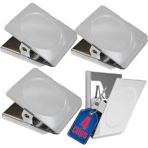 1InTheOffice Magnetic Clips Heavy Duty, Strong Magnetic Metal Clips, Magnetic Clips for Refrigerator, Magnetic Clips 2.3" Length, 4 Pack