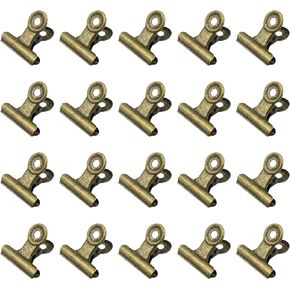 20 Pieces Metal Bulldog Binder Clips, 1.2 Inch Hinge Paper Clips Clamps for Food Bags, Pictures Photos, Art Crafts, Home Office Supplies (Bronze)