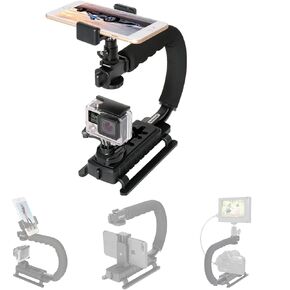 3-Shoe DSLR/Mirrorless/Action Camera Camcorder Phone Stabilizer Expansion Cage Mount Moviemaking Holder Rig YouTube Tiktok Vlogging Video Kit Compatible with GoPro Canon Nikon Sony iPhone Android