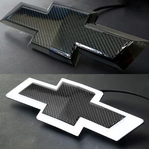 Lighted Chevy Silverado Grille Emblem Carbon Decal Design 2014-15,1500, 2016-19 2500/3500