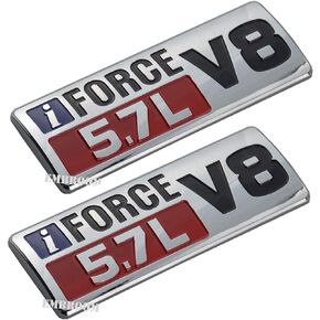 2pcs IFORCE 5.7L V8 Badge Side Emblem, 3D Door Badge NamePlate Decals Stickers Replacement for IFORCE (Chrome Red)