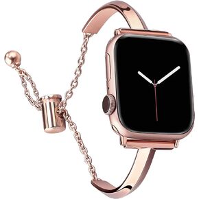 PlusRoc Stainless Steel Band Compatible with Apple Watch Band 38mm 40mm 41mm 42mm 44mm 45mm iWatch SE Series 9 8 7 6 5 4 3 2 1, Slim Versatile Bangle Bracelet for Women