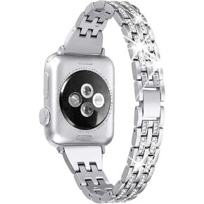 أساور Secbolt Bling متوافقة مع سوار ساعة Apple 38 مم 40 مم 41 مم 42 مم 44 مم 45 مم للنساء iWatch SE Series 9 8 7 6 5 4 3 2 1، سوار معصم معدني من المجوهرات الأنيقة وحجر الراين الماسي in Kuwait
