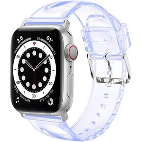 iiteeology Compatible with Apple Watch Band 38mm 40mm 41mm 42mm 44mm 45mm 49mm, Women Transparent Clear Soft Silicone Sports iWatch Band for Apple Watch Ultra 2/Ultra Series 9/8/7/6