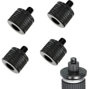 4 PCS Mic Stand Adapter Durable 1/4 Female to M4 Male Thread Tripod Screw Adapter Microphone Stand Adapter Tripod Accessories Double Sides Camera Screw for Microphone Tripod Stand(Black)