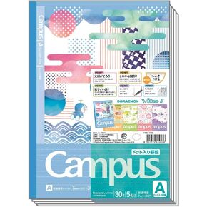 Showa 119214003 Doraemon Notebook, Campus, Dots, A-Ruled, Pack of 5, Japanese Modern