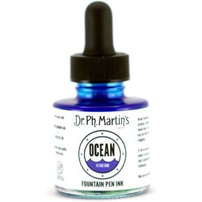 Dr. Ph. Martin's Ocean Fountain Pen Ink (1E) Ink Bottle, 1.0 oz, Edge Blue, 1 Bottle