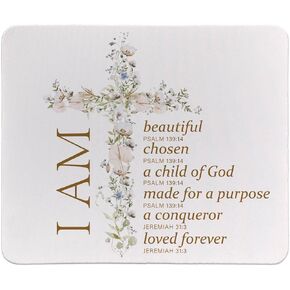 I am Christian Bible Verse Mouse Pad,Inspirational Mouse Pad for Women Teenage Girls,Christian Gifts for Women,Mouse Pads for Desk,Small Gaming Mouse Pad,Square Mouse Pad 9.5x7.9 Inch