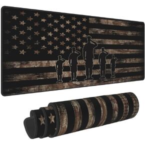 Camo Camouflage American Flag Veteran Gaming Keyboard Mouse Pad Mousepad Huge Extended XL Stitched Edge Rubber Sole for Home Office(31.5"X 11.8")