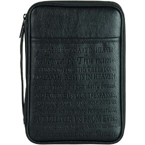 The Lord's Prayer Black Debossed Large Vinyl Zippered Bible Case Cover
