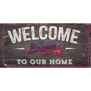 Braves 12" x 6" Distressed Welcome To Our Home Wood Sign