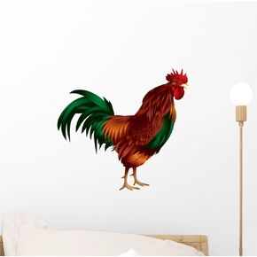 ملصق جداري بتصميم الديك قابل للتقشير واللصق (12 بوصة عرض × 11 بوصة ارتفاع) WM44433 in Kuwait