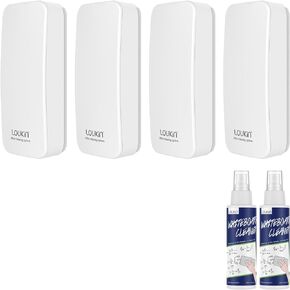 LOUKIN 4 Pack Magnetic Dry Erase Eraser, Whiteboard Eraser, Glass Board Eraser(Gray), Two Bottles of 3.4 oz Whiteboard Cleaners Included, for Classroom, Home and Office Use