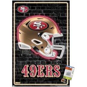 Trends International NFL San Francisco 49ers - Neon Helmet 23 Wall Poster, 22.37" x 34.00", Poster & Push Pin Bundle