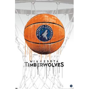 Trends International NBA Minnesota Timberwolves - Drip Basketball 21 Wall Poster, 14.725" x 22.375", Barnwood Framed Version