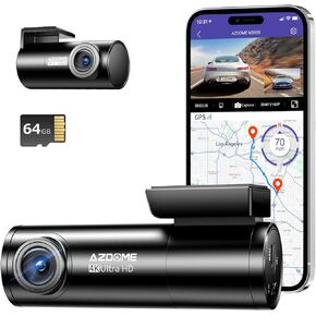 AZDOME M300S 4K Dash Cam أمامية وخلفية، 5.8G WiFi GPS Dash Camera للسيارات، بطاقة SD مجانية 64 جيجابايت، زاوية واسعة 170 درجة، التحكم الصوتي، مستشعر G، رؤية ليلية WDR، شاشة وقوف السيارات 24 ساعة، أقصى دعم حتى 256 جيجابايت in Kuwait