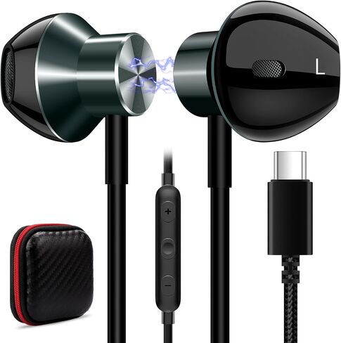 USB C Headphone for iPhone 15 Pro Max Samsung S24 A53 A54 A55 Type C Earphone HiFi Stereo Magnetic Wired Earbud for Google Pixel 6a 6 8 Galaxy S23 FE S22 S21 in-Ear Noise Canceling Bass Corded Headset in Saudi Arabia