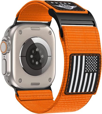 Rugged Nylon Band Compatible with Apple Watch Band 49mm 45mm 44mm 42mm,Soft Sport Loop Adjustable Wristbands Replacement Strap for Apple Watch Ultra iWatch Series 8/7/SE/6/5/4/3/2/1,USA Flag Black in Saudi Arabia