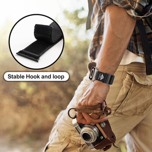 Rugged Nylon Band Compatible with Apple Watch Band 49mm 45mm 44mm 42mm,Soft Sport Loop Adjustable Wristbands Replacement Strap for Apple Watch Ultra iWatch Series 8/7/SE/6/5/4/3/2/1,USA Flag Black in Saudi Arabia