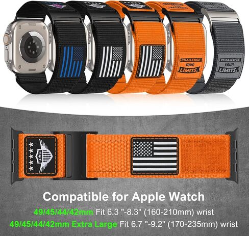 Rugged Nylon Band Compatible with Apple Watch Band 49mm 45mm 44mm 42mm,Soft Sport Loop Adjustable Wristbands Replacement Strap for Apple Watch Ultra iWatch Series 8/7/SE/6/5/4/3/2/1,USA Flag Black in Saudi Arabia