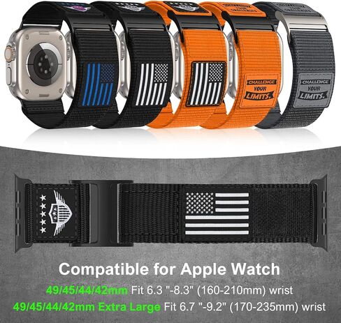 Rugged Nylon Band Compatible with Apple Watch Band 49mm 45mm 44mm 42mm,Soft Sport Loop Adjustable Wristbands Replacement Strap for Apple Watch Ultra iWatch Series 8/7/SE/6/5/4/3/2/1,USA Flag Black in Saudi Arabia