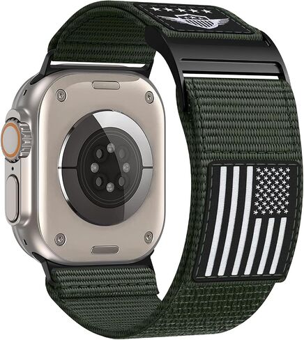 Rugged Nylon Band Compatible with Apple Watch Band 49mm 45mm 44mm 42mm,Soft Sport Loop Adjustable Wristbands Replacement Strap for Apple Watch Ultra iWatch Series 8/7/SE/6/5/4/3/2/1,USA Flag Black in Saudi Arabia
