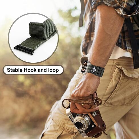 Rugged Nylon Band Compatible with Apple Watch Band 49mm 45mm 44mm 42mm,Soft Sport Loop Adjustable Wristbands Replacement Strap for Apple Watch Ultra iWatch Series 8/7/SE/6/5/4/3/2/1,USA Flag Black in Saudi Arabia