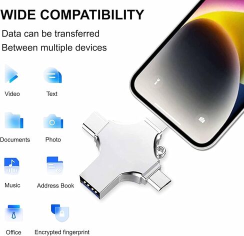 USB C Flash Drive Photo Stick 512GB - 4 في 1 USB 3.0 عالي السرعة على شكل قلم الإبهام، جهاز تخزين محمول لمحرك القفز متوافق مع الهواتف الذكية وأجهزة الكمبيوتر المحمولة وأجهزة الكمبيوتر الشخصية وتخزين البيانات الخارجية بنظام Android in Kuwait